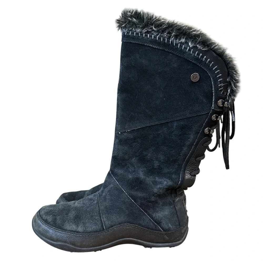 The North Face Janey Black Suede Waterproof Snow Winter Boots Primaloft Womens 8